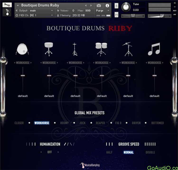 Musical Sampling Boutique Drums Ruby KONTAKT | Go AudiO [Official]
