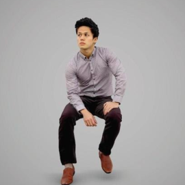 Handsome Asian Guy Sit 3D Model Free Download